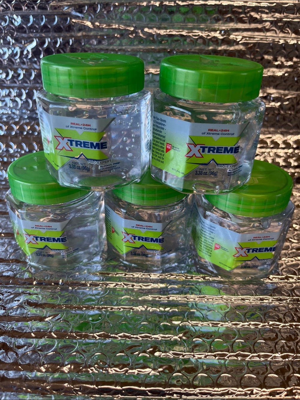 Xtrem 5 jar clear Hair Styling Gel with Green Lid - Strong Hold
